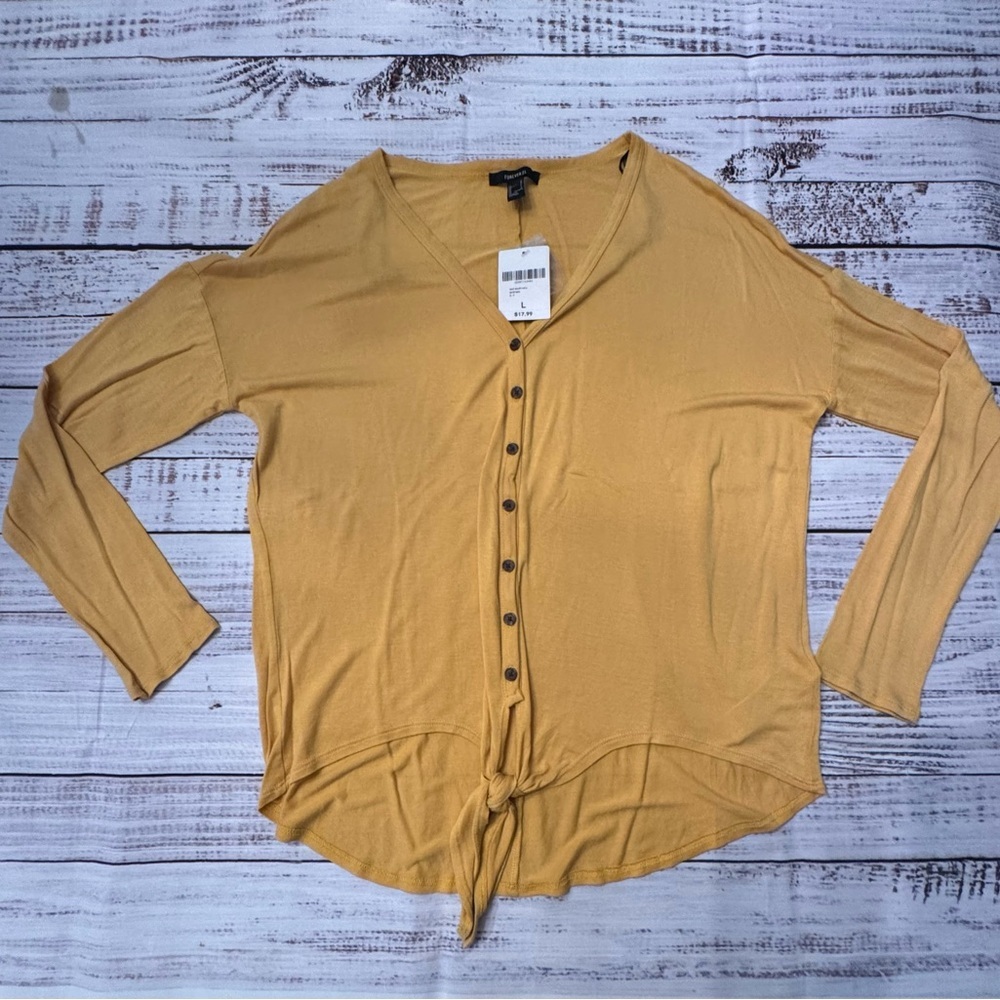 Forever 21 Yellow Button-Down Shirt